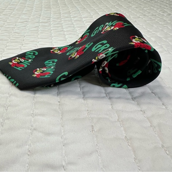 Dr. Seuss Grinch Black Tie with Red and Green Highlights - Picture 2 of 7